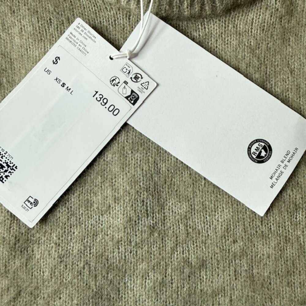 & Other Stories Mohair Wool Blend Sweater Size S Moss Green NWT Reg Retail $139 - Picture 3 of 13